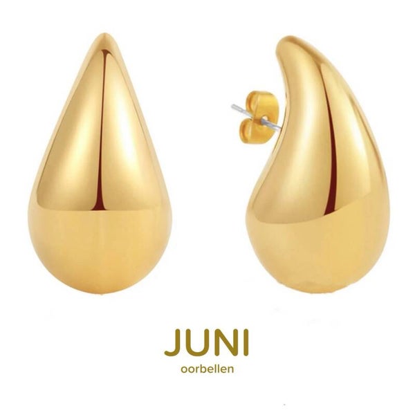 JUNI  tear druppel creolen - goud