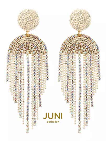 JUNI strass statement oorstekers wit