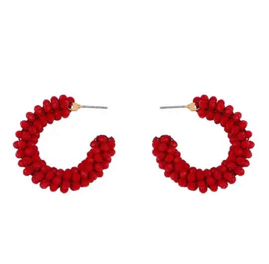 JUNI Kraaltjes oorringen rond - Rood