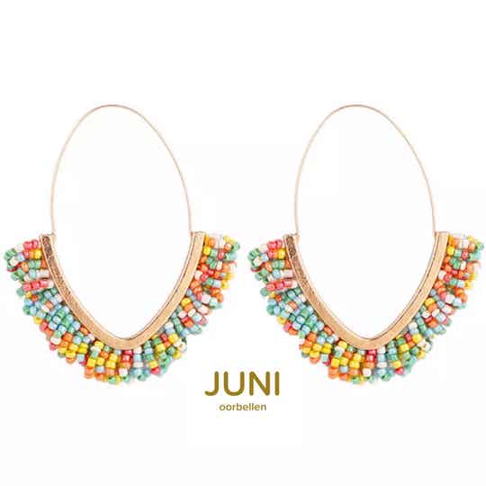 JUNI Glasberry ronde dangle hangoorbellen