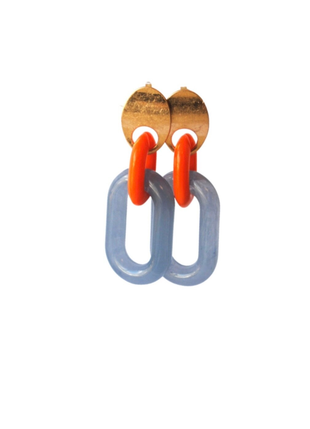 JUNI by Ellen oranje / blauw schakel stekers vintage