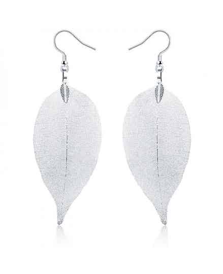 Leaf oorhangers blad - Zilver