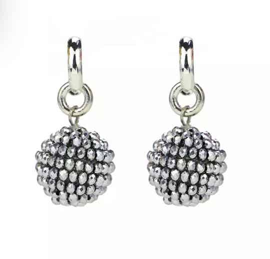 JUNI Crystal Balls oorbellen - Zilver