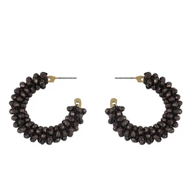 JUNI Kraaltjes oorringen rond - Antraciet