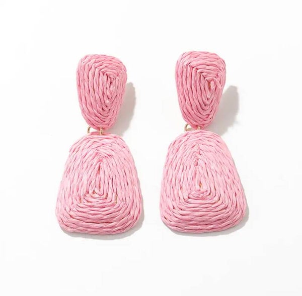 JUNI Summer rieten geweven oorbellen - Rose