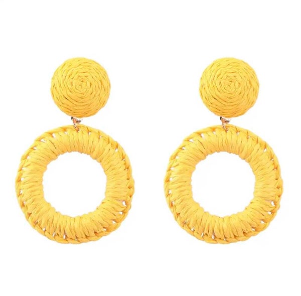 JUNI Summer rond dangle oorbellen - Geel