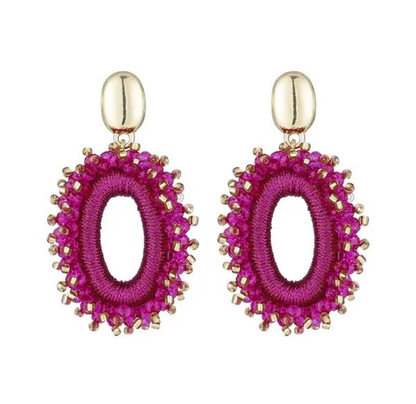 JUNI Glasberry gold parel drop oorbellen - Rose