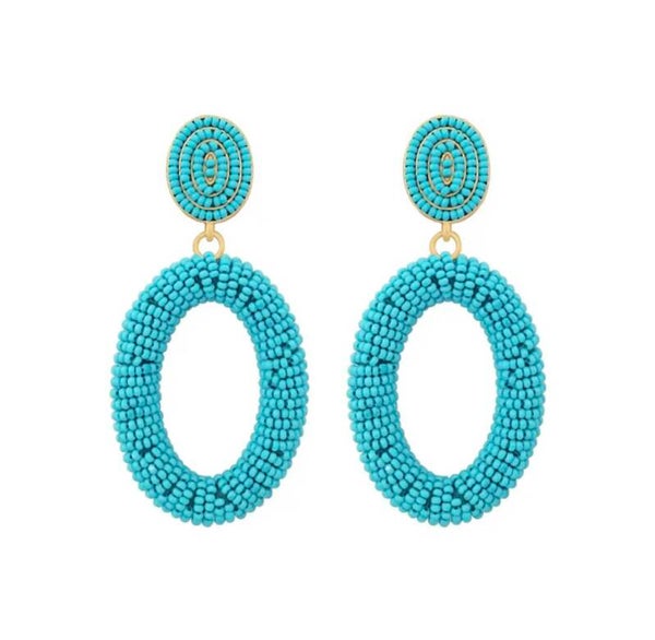 JUNI drop glasberry oorbellen - Turquise