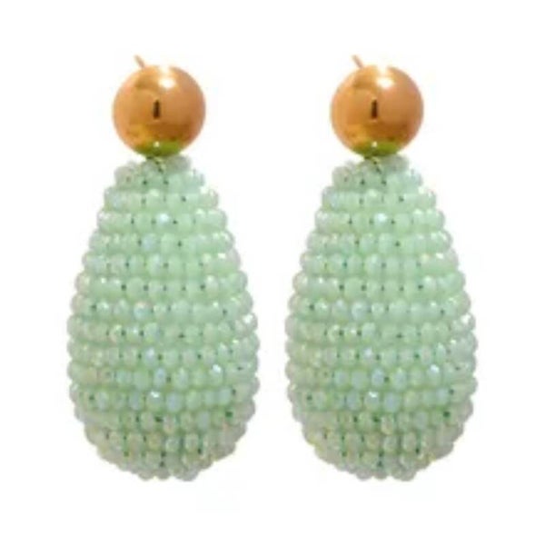 JUNI glasberry waterdrop oorbellen - licht groen