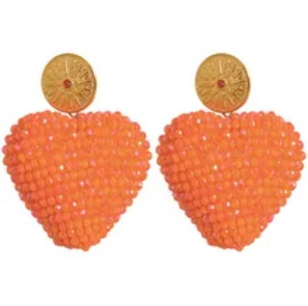 JUNI glasberry hart valentina oorbellen - oranje