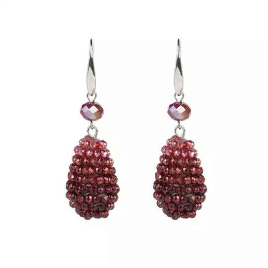JUNI Crystal water drop extra crystal oorbellen  - Rood melange