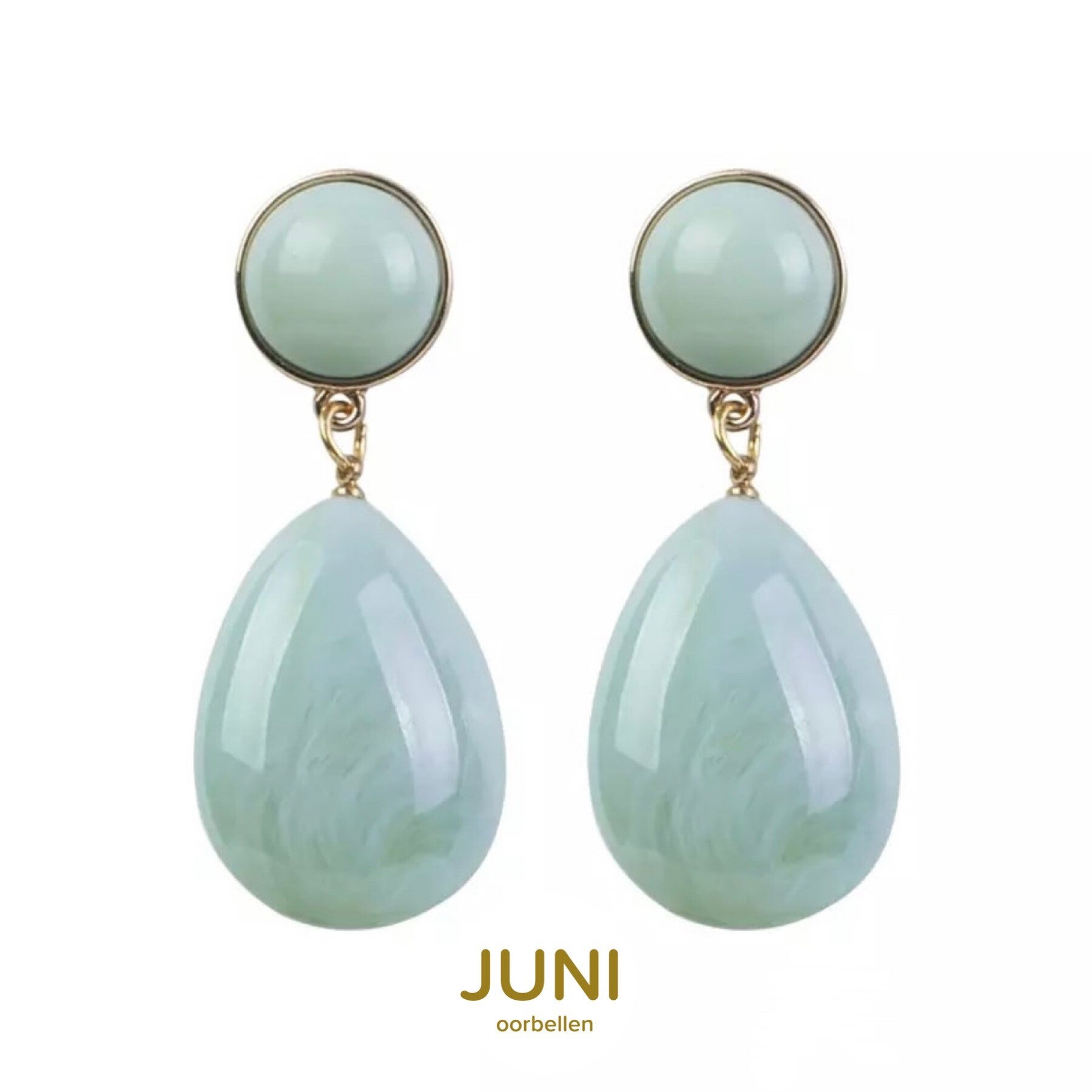 JUNI parelmoer drop oorbellen - blauw