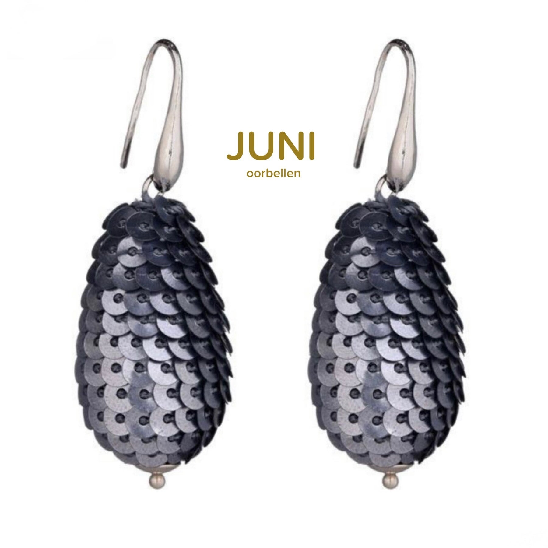 JUNI glamour pailletten drop oorbellen - blauw