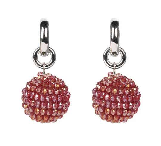 JUNI Crystal Balls oorbellen - Rood melange