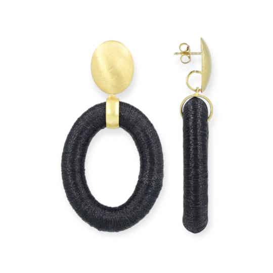 JUNI Silk earrings - Zwart