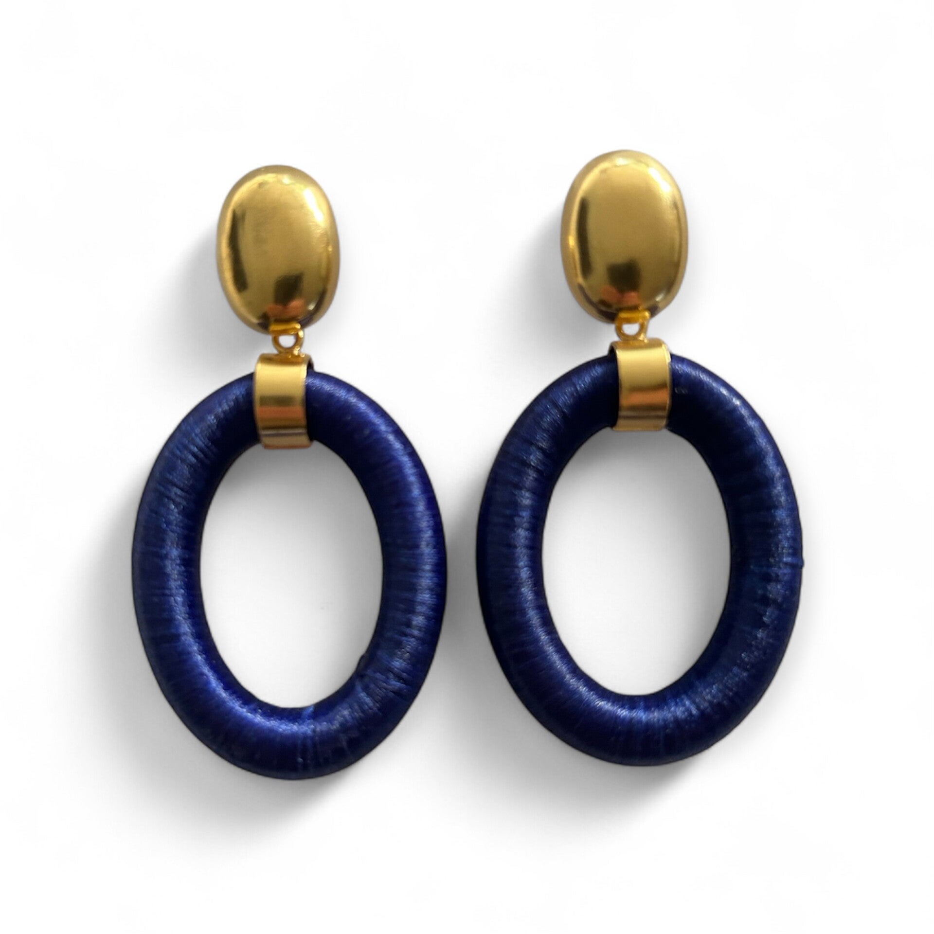 JUNI Silk ovale earrings - Koninklijk blauw