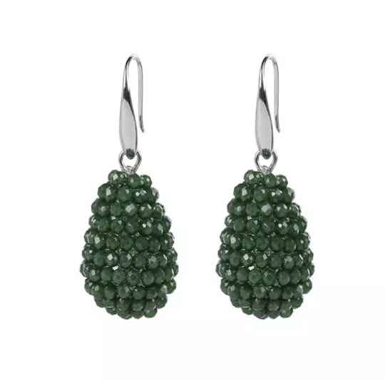 JUNI Crystal drop oorbellen one colour - Groen