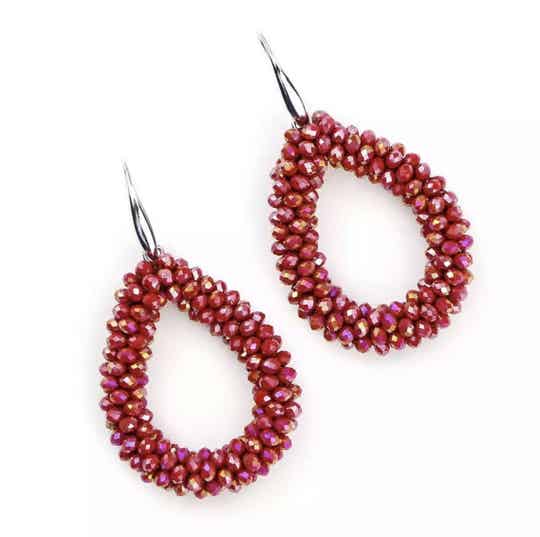 JUNI Crystal Glasberry parel waterdrop oorbellen - Rose