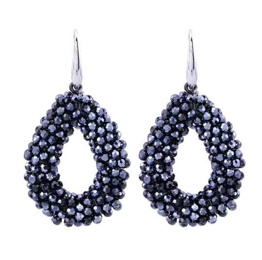JUNI Crystal Glasberry parel waterdrop oorbellen - Blauw