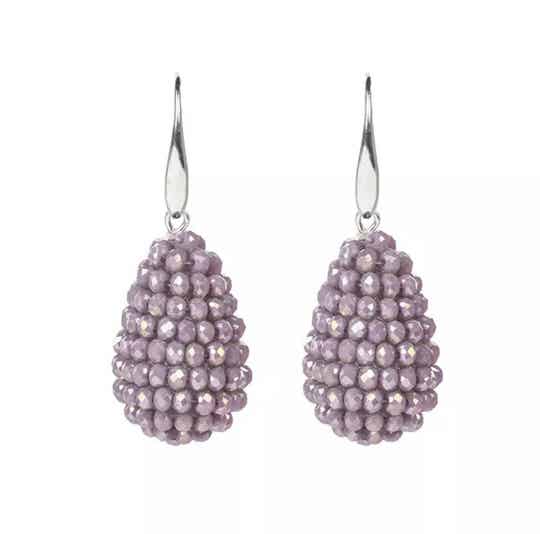 JUNI Crystal drop oorbellen one colour - Paars