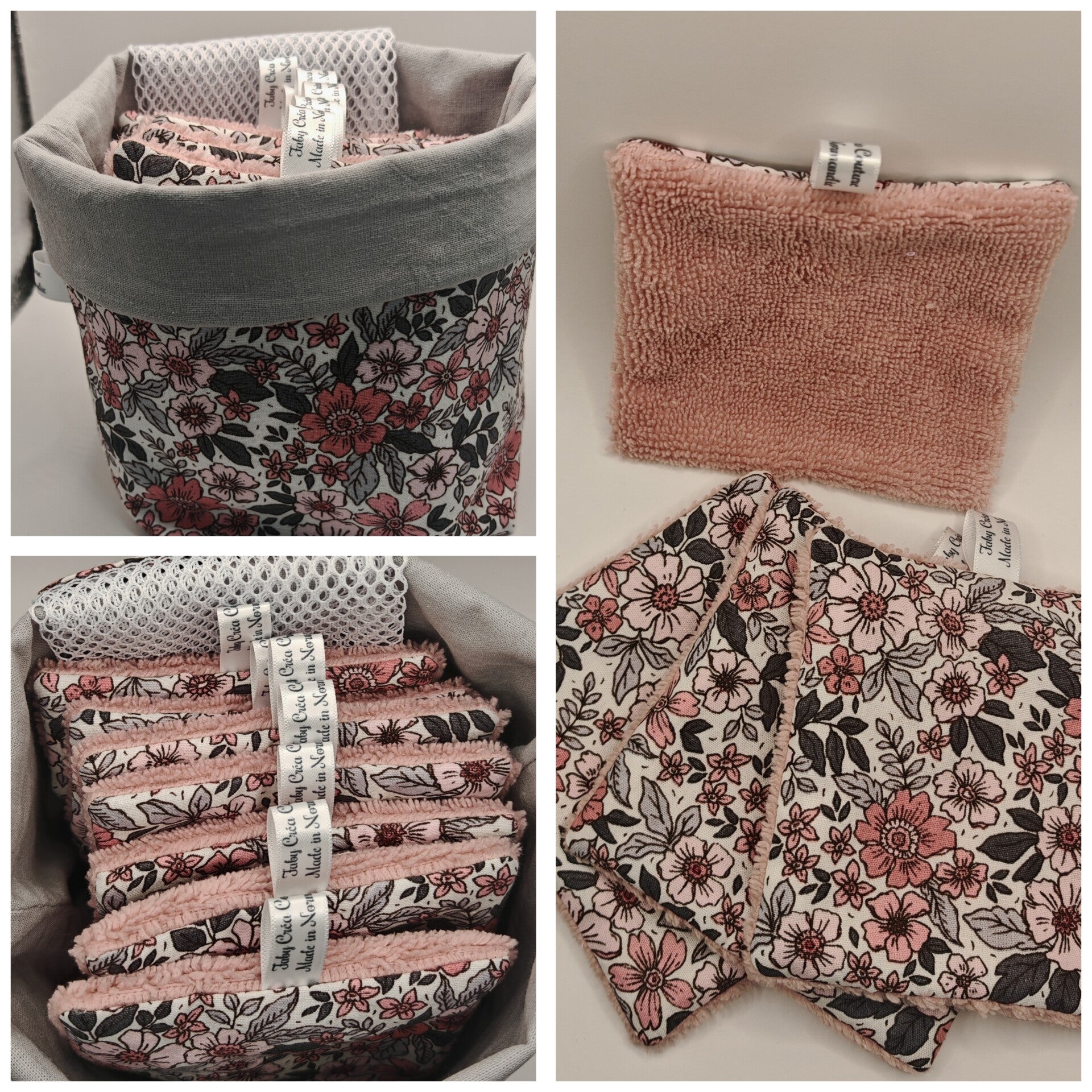 Panier garni de 7 lingettes bambou et filet de lavage