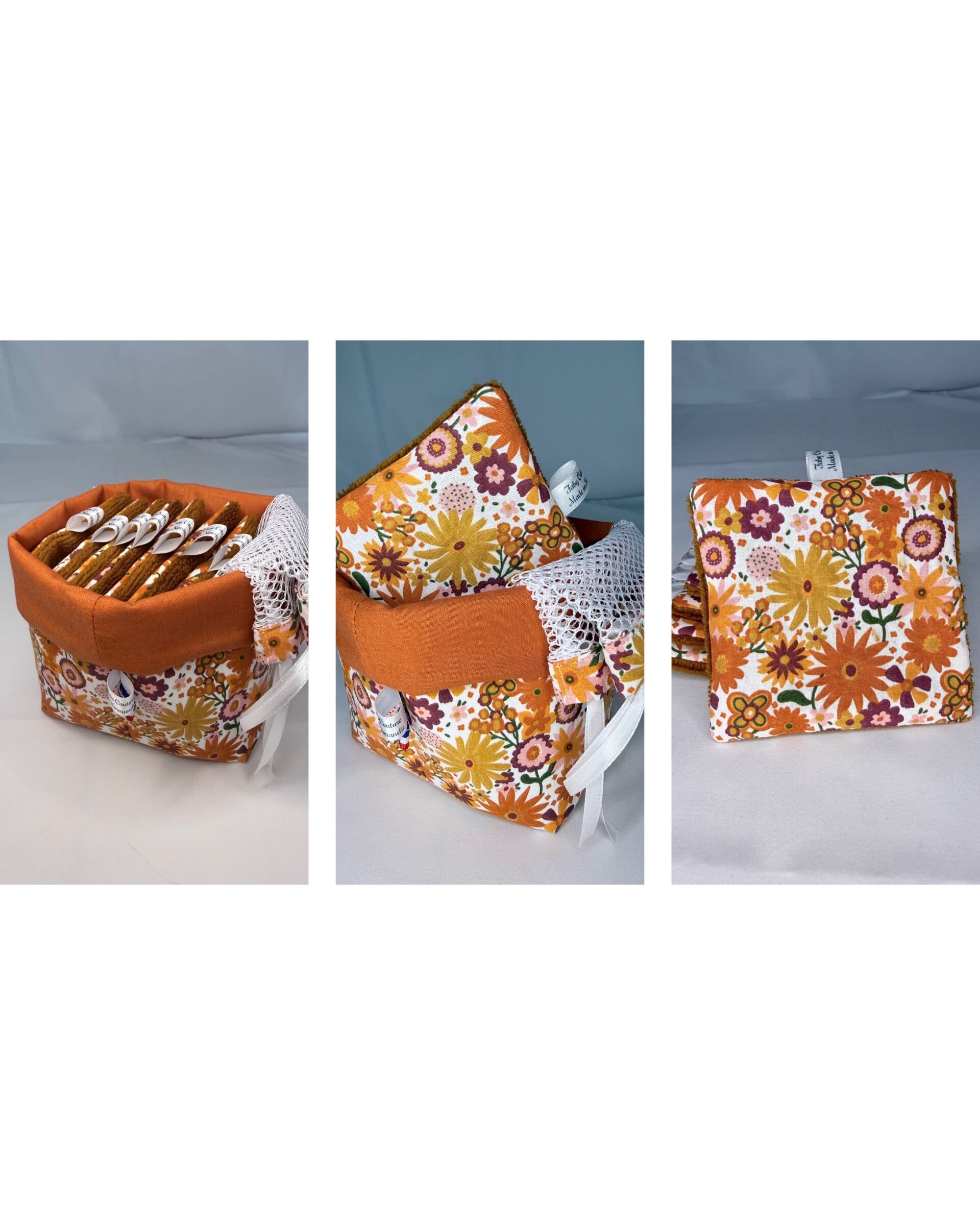 Panier garni de 7 lingettes bambou et filet de lavage