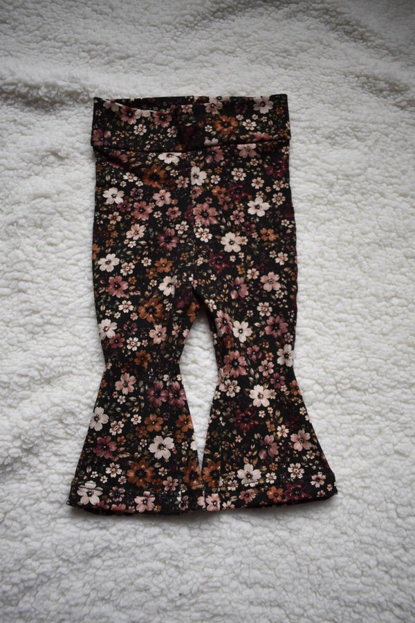 Legging | Flared broek donkere bloem groen