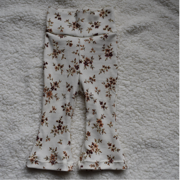 Legging | Flared broek klassieke bloem bordeaux