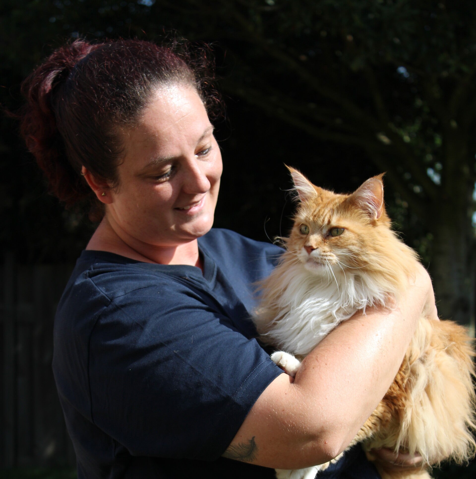 Aniek van Huisdierverzorging Aniek met een Main Coon kat