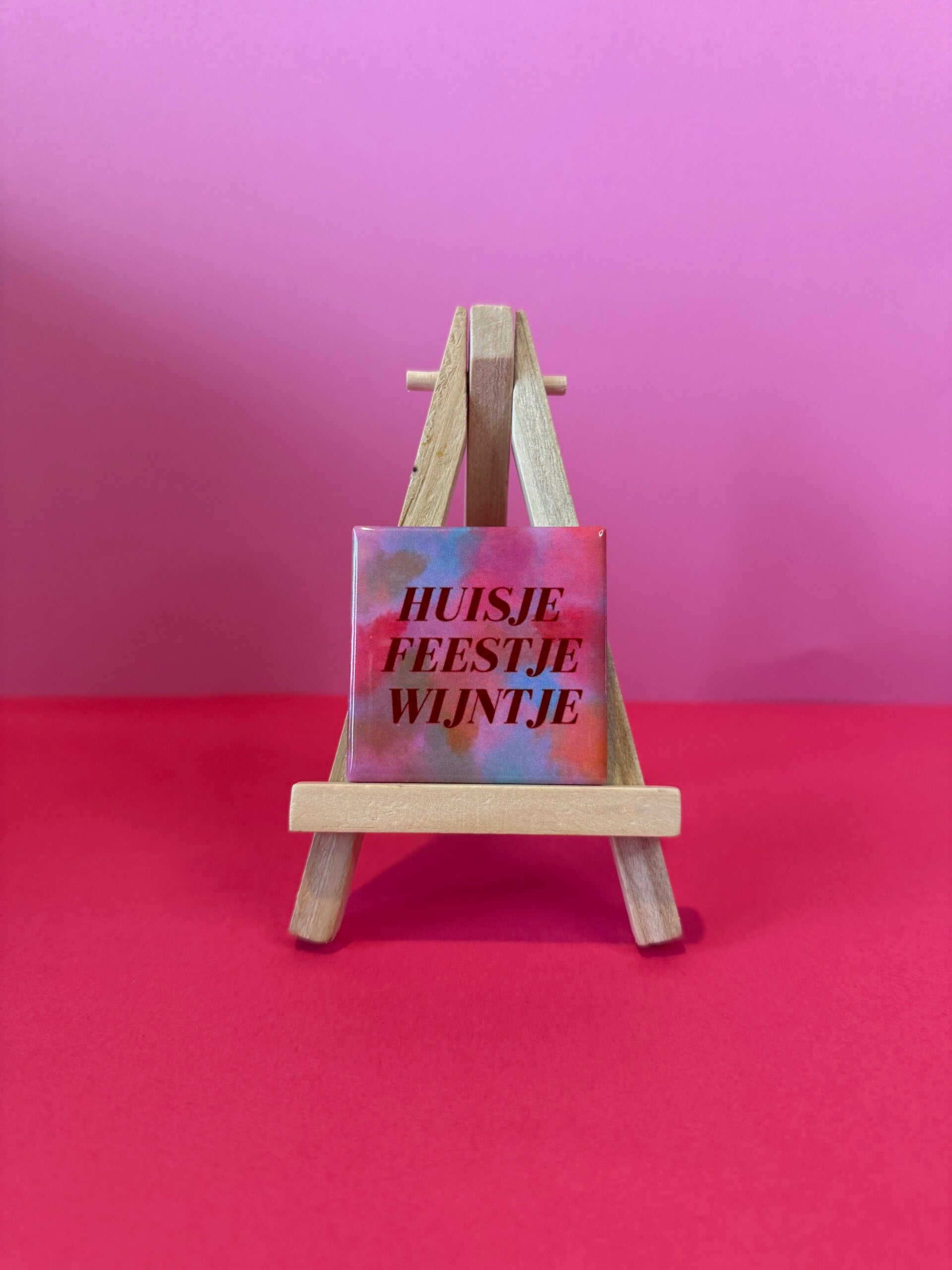 Mini tegeltje huisje, feestje, wijntje