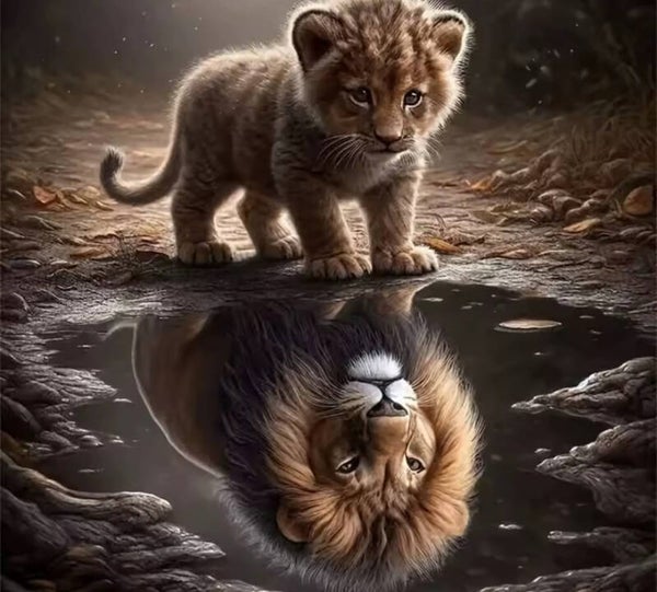 spiegelbeeld leeuwtje