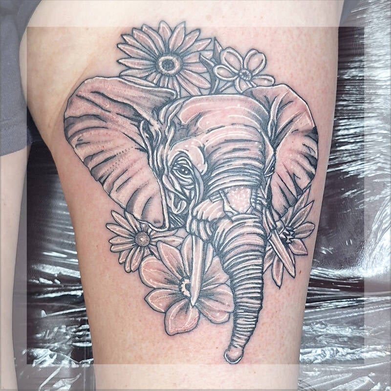 elephant leg tattoo