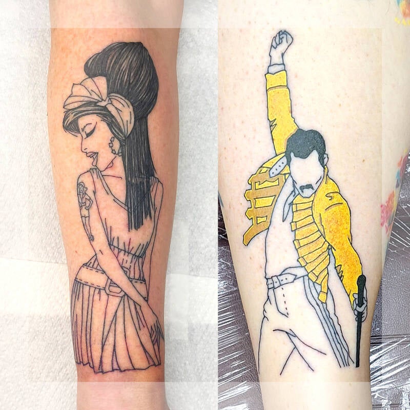 Amy Winehouse, Freddie Mercury muaic tattoos