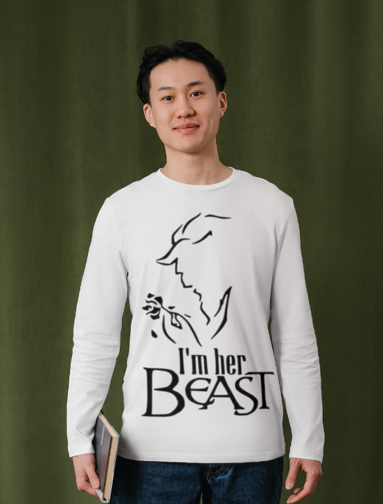 Super leuke beauty/beast t-shirt setje lange mouw