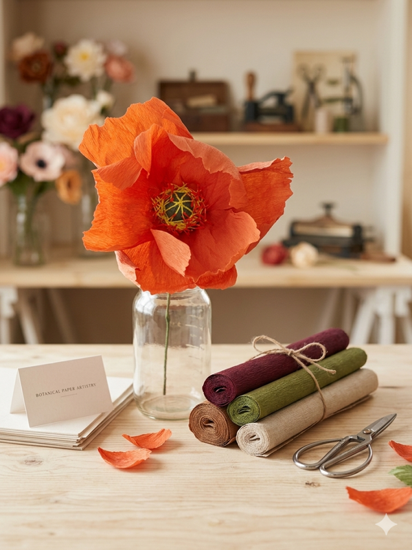 Artisan Handcrafted Crepe Paper Poppy
