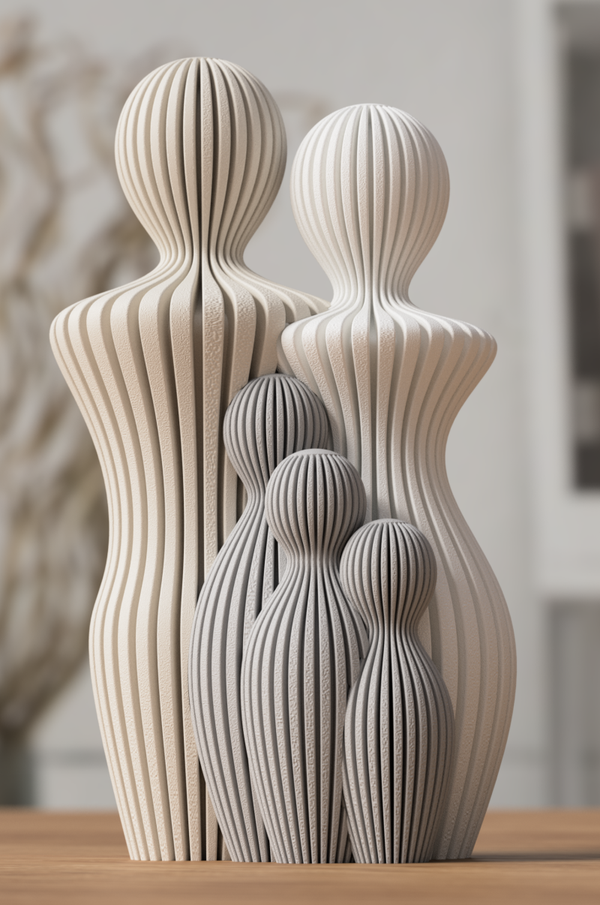 Familie gezinsbeeldje ouders 3 kinderen 13cm