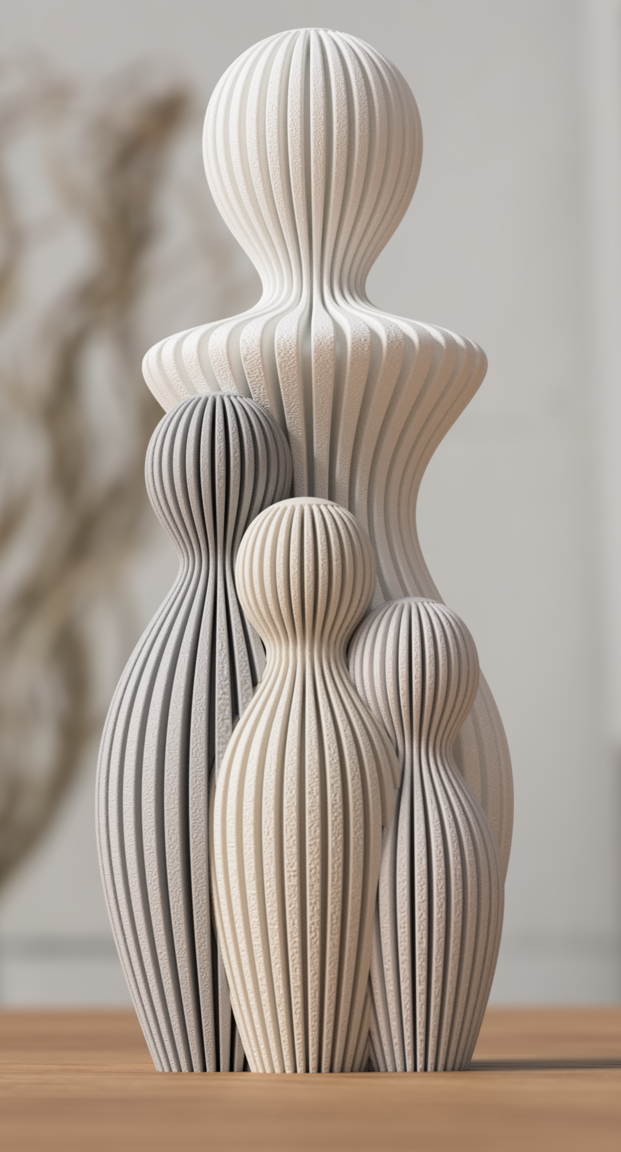 Familie gezinsbeeldje moeder 3 kinderen 13cm