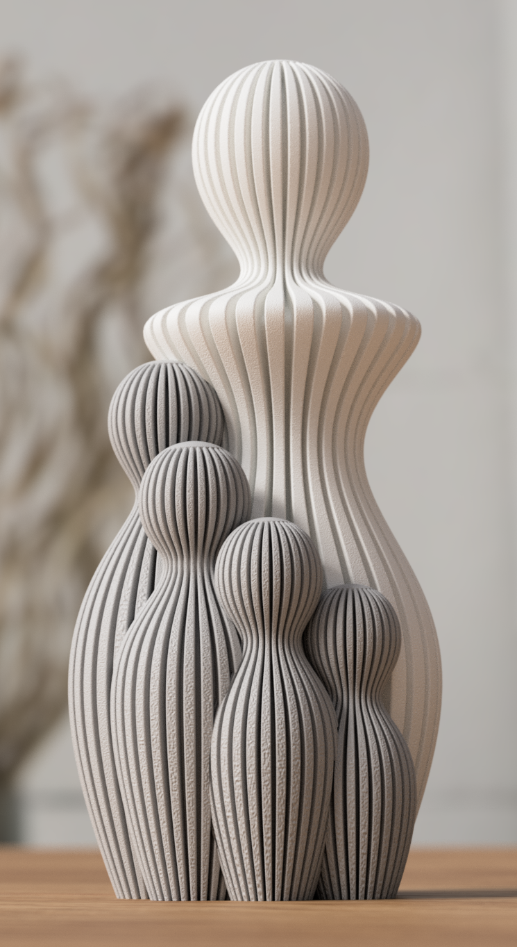 Familie gezinsbeeldje moeder 4 kinderen 13cm