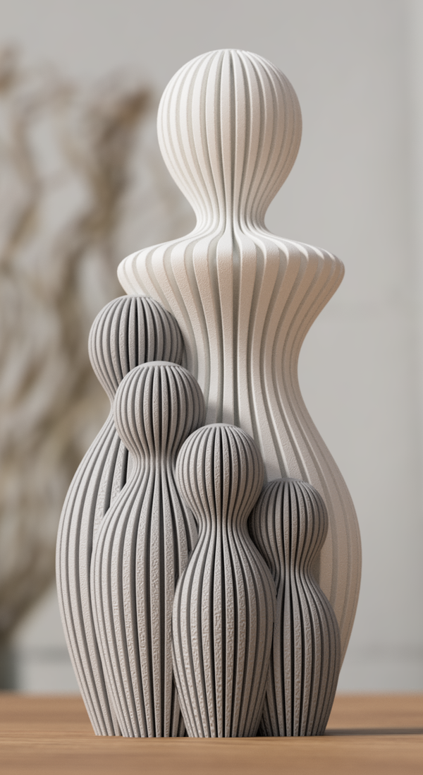 Familie gezinsbeeldje moeder 4 kinderen 13cm