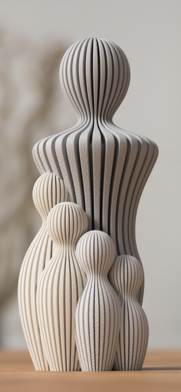 Familie gezinsbeeldje vader 4 kinderen 13cm