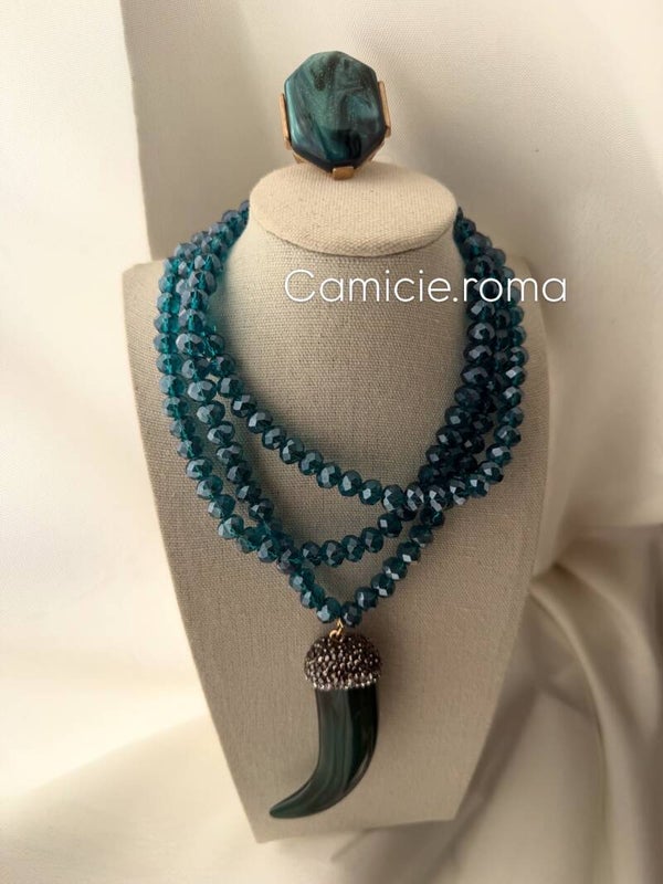 Collana corno & perline