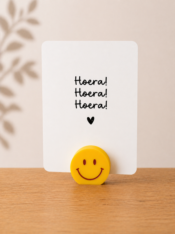 Kaartenhouder smiley geel
