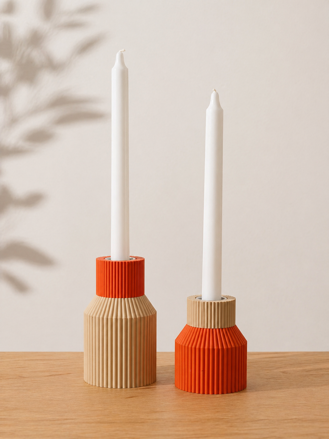 Kaarsenhouder - oranje beige