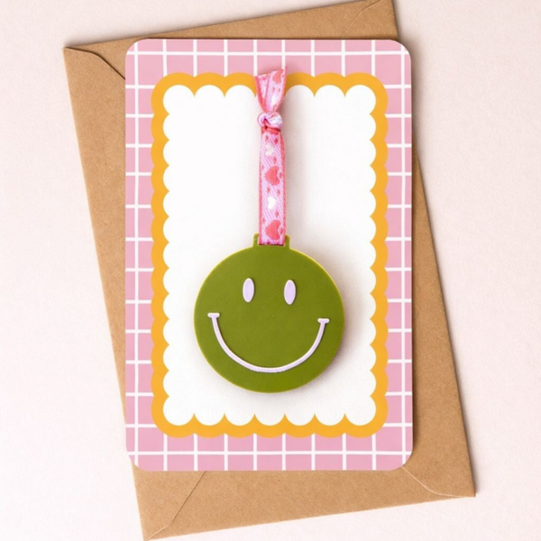 Overig - lichtroze smiley kaart