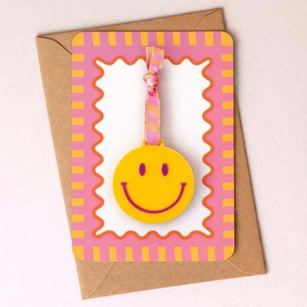 Overig - roze smiley kaart