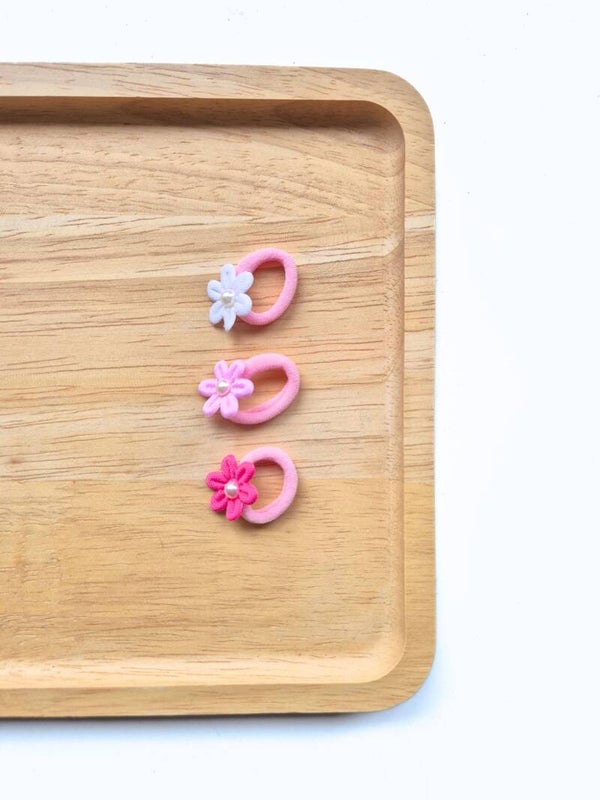 Setje 2 stuks Klippies Elastiekjes bloem roze