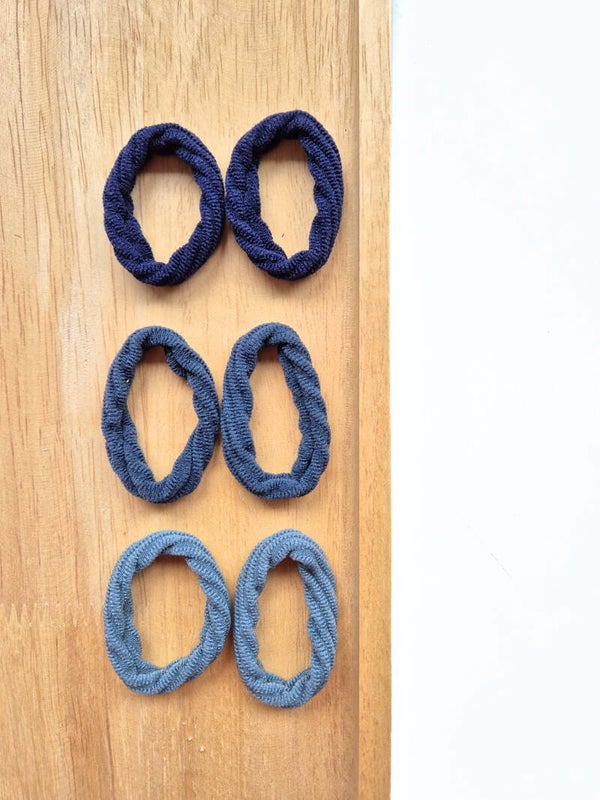 Klippies setje van 2 zachte elastieken groot Blauwtinten