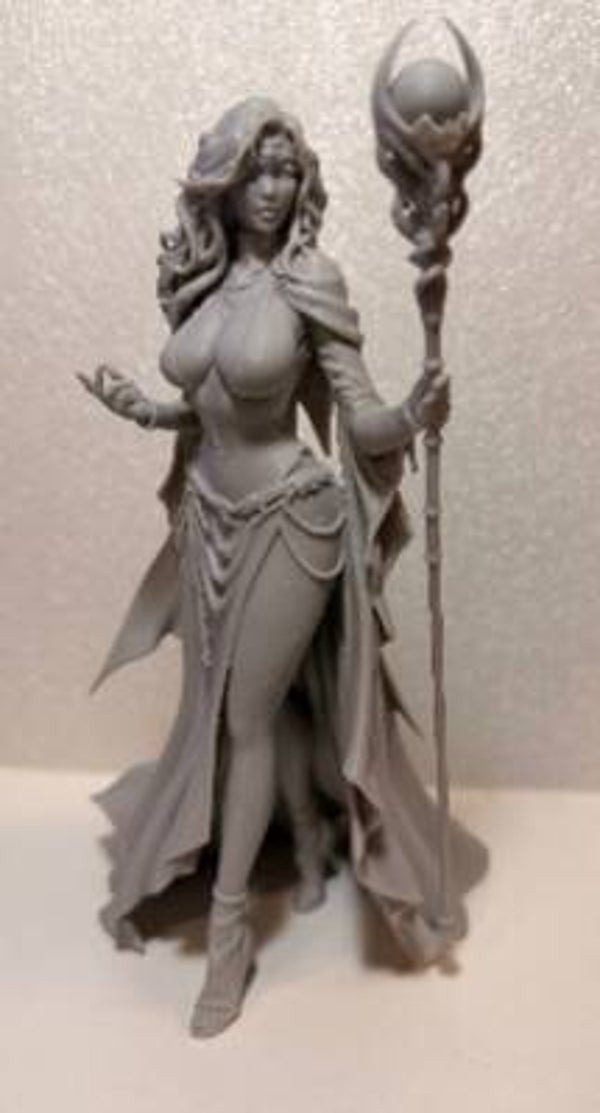 Figurine sorcière / mage fantasy - Résine grise non peinte