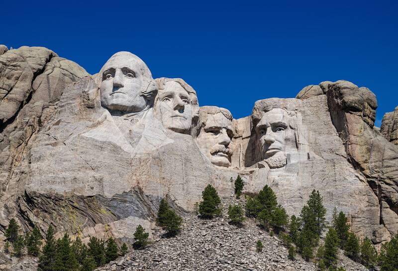 Vue de la sculpture du mont Rushmore dans les Black Hills (Dakota du sud, USA)