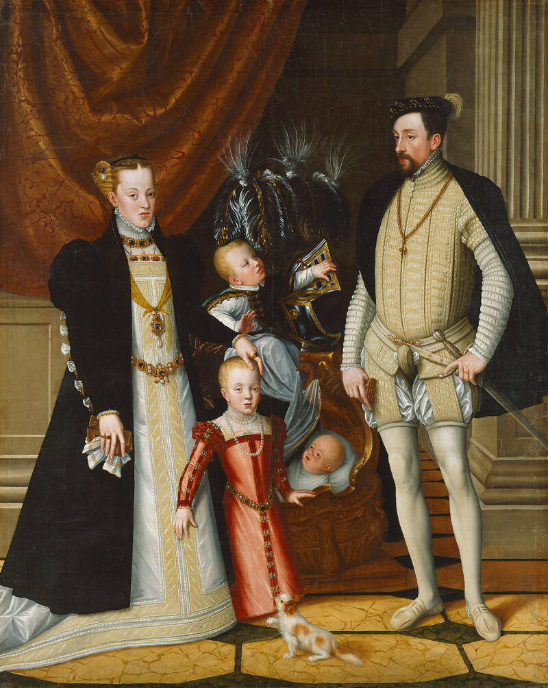 Portrait de Maximilien II de Habsbourg et de sa famille, attribué à Arcimboldo, vers 1563.